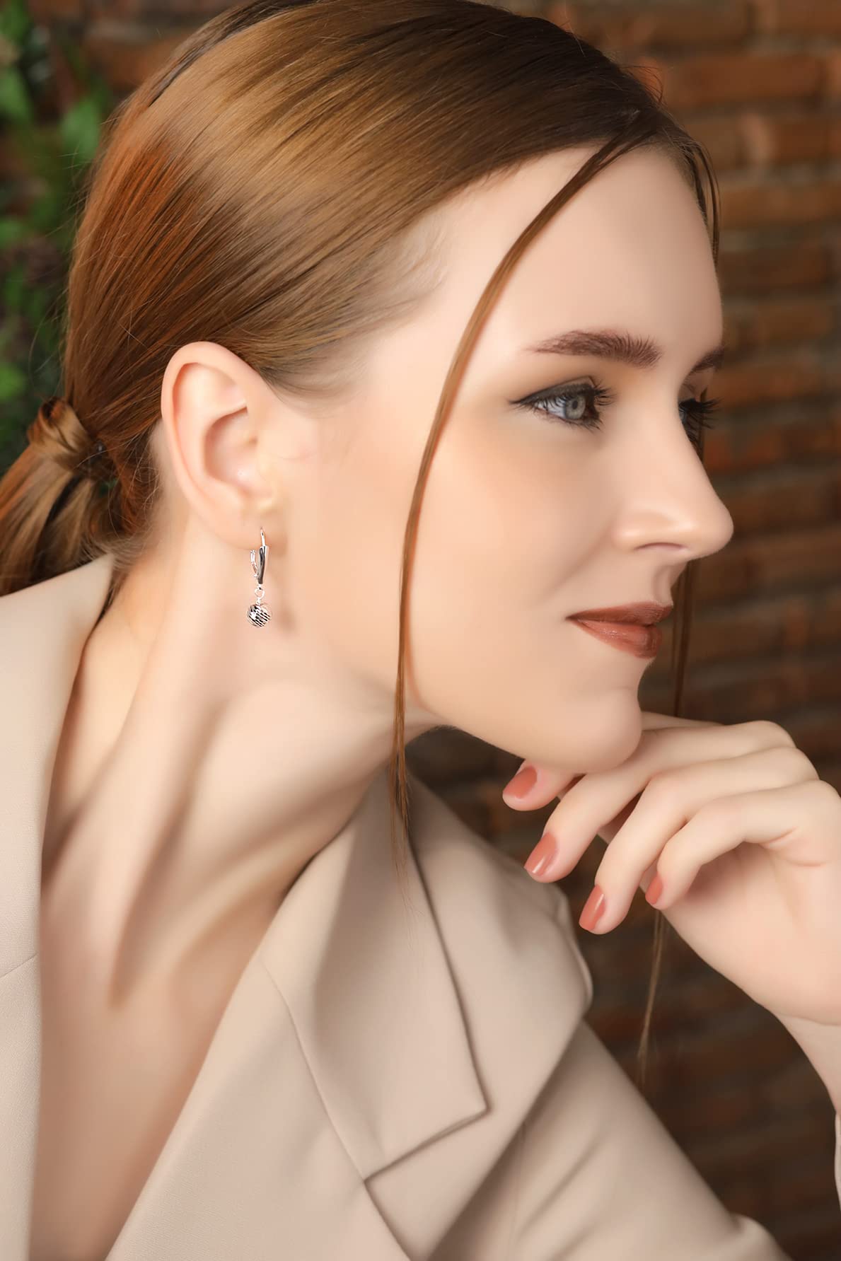 Sterling Silver 8mm Ball Beads Diamond-Cut Dangle Earrings