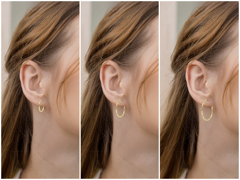 14K Gold Plated Lightweight Open Hoop Earrings with Sterling Silver Posts