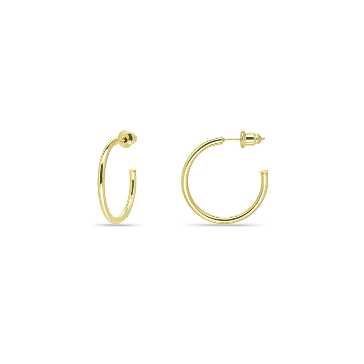 14K Gold Plated Lightweight Open Hoop Earrings with Sterling Silver Posts