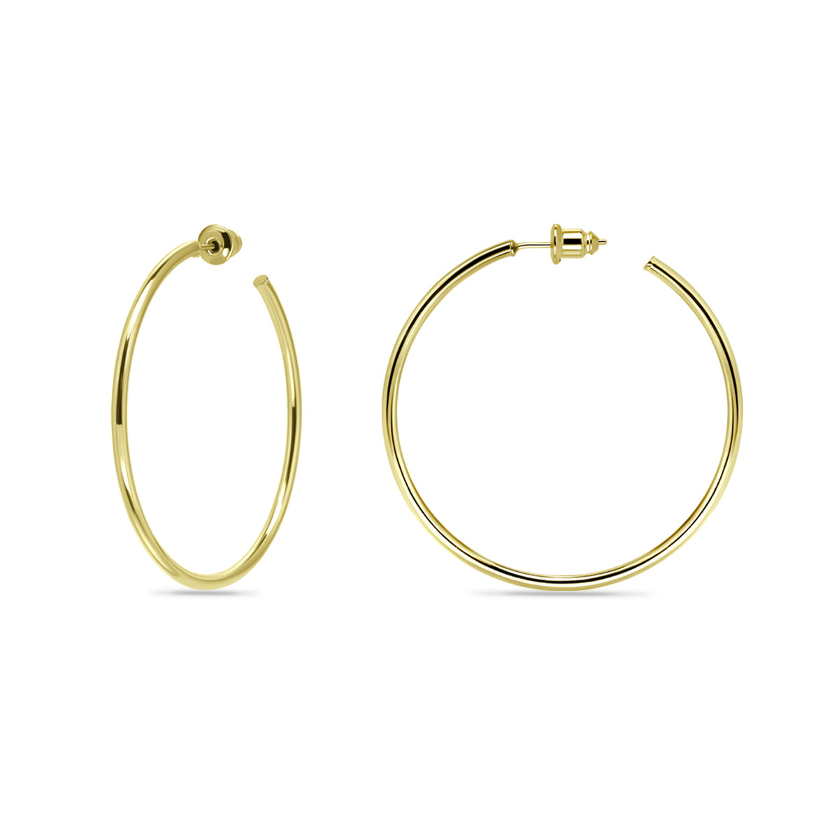 14K Gold Plated Lightweight Open Hoop Earrings with Sterling Silver Posts