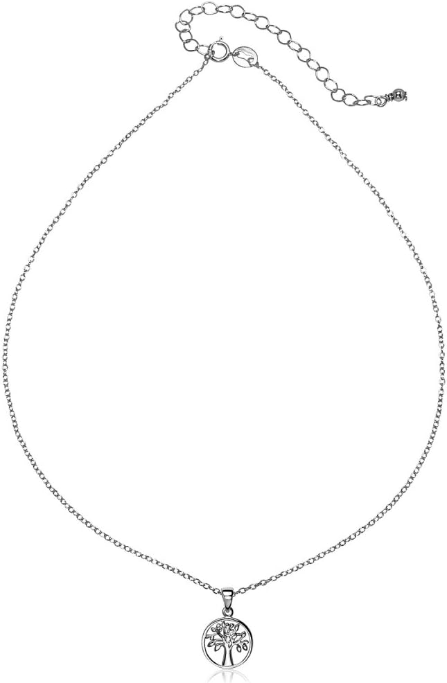 Sterling Silver Polished Tree of Life Dainty Choker Short Necklace