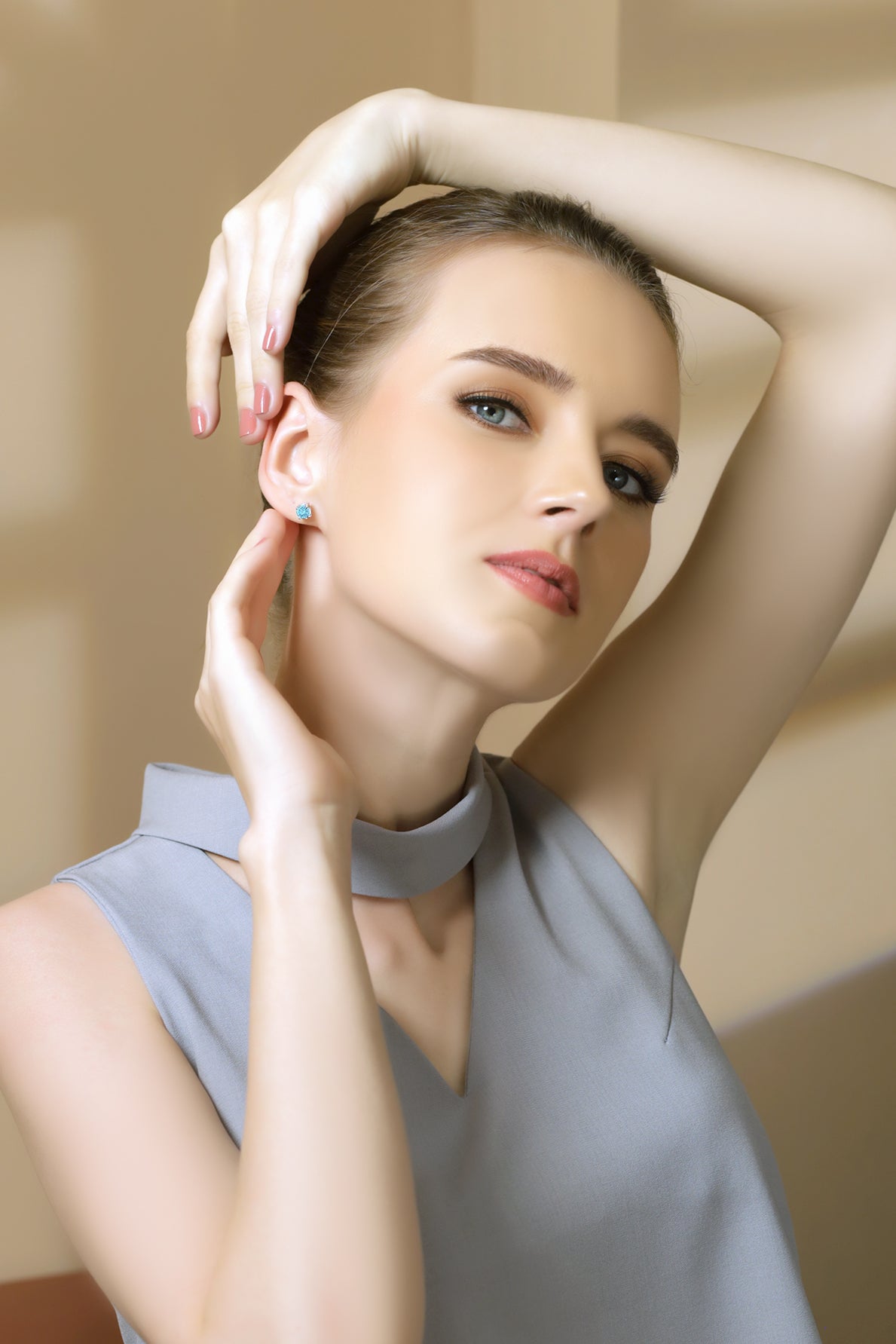 Sterling Silver 6mm Round Blue Topaz Stud Earrings