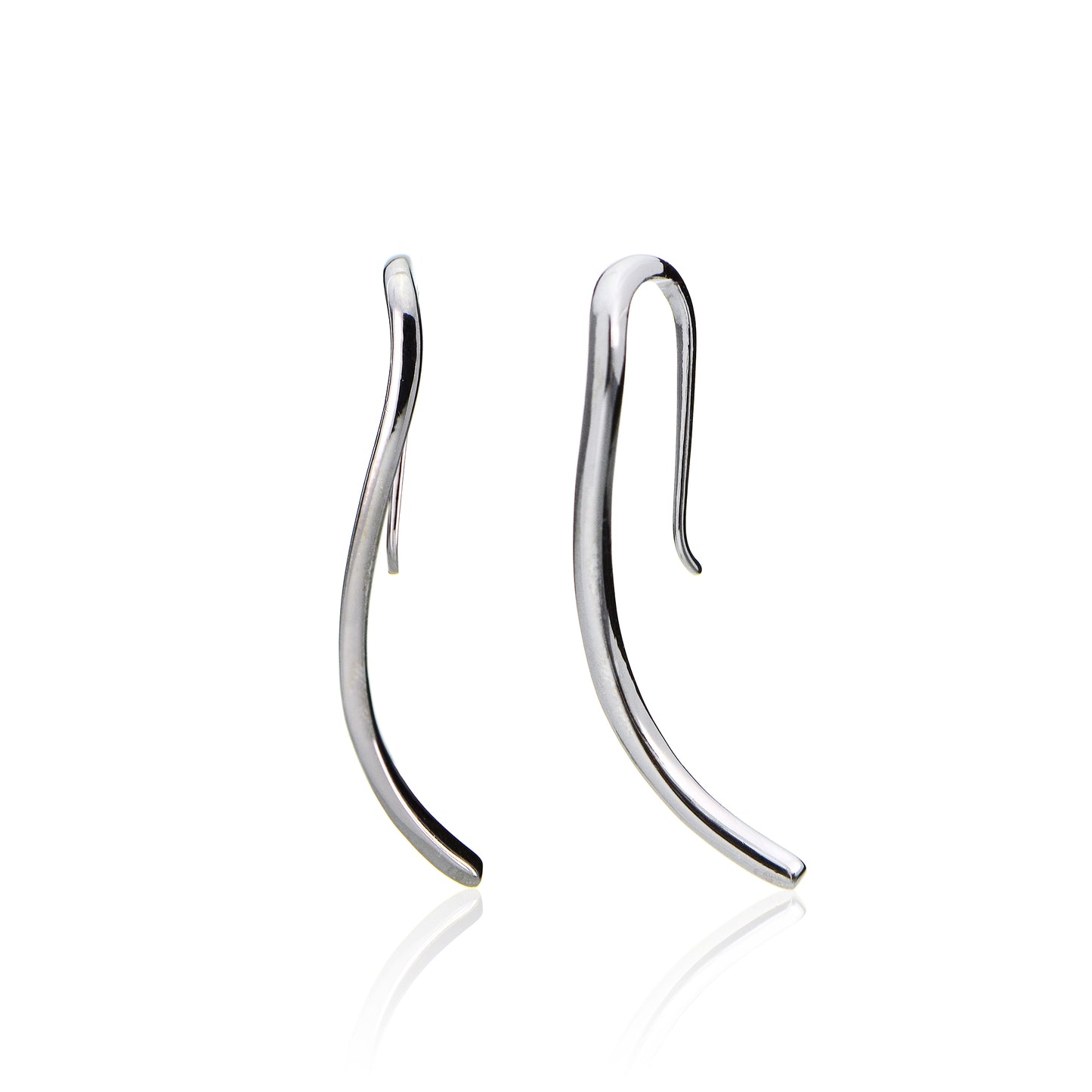 Sterling Silver Polished Wave Hook Drop Earrings