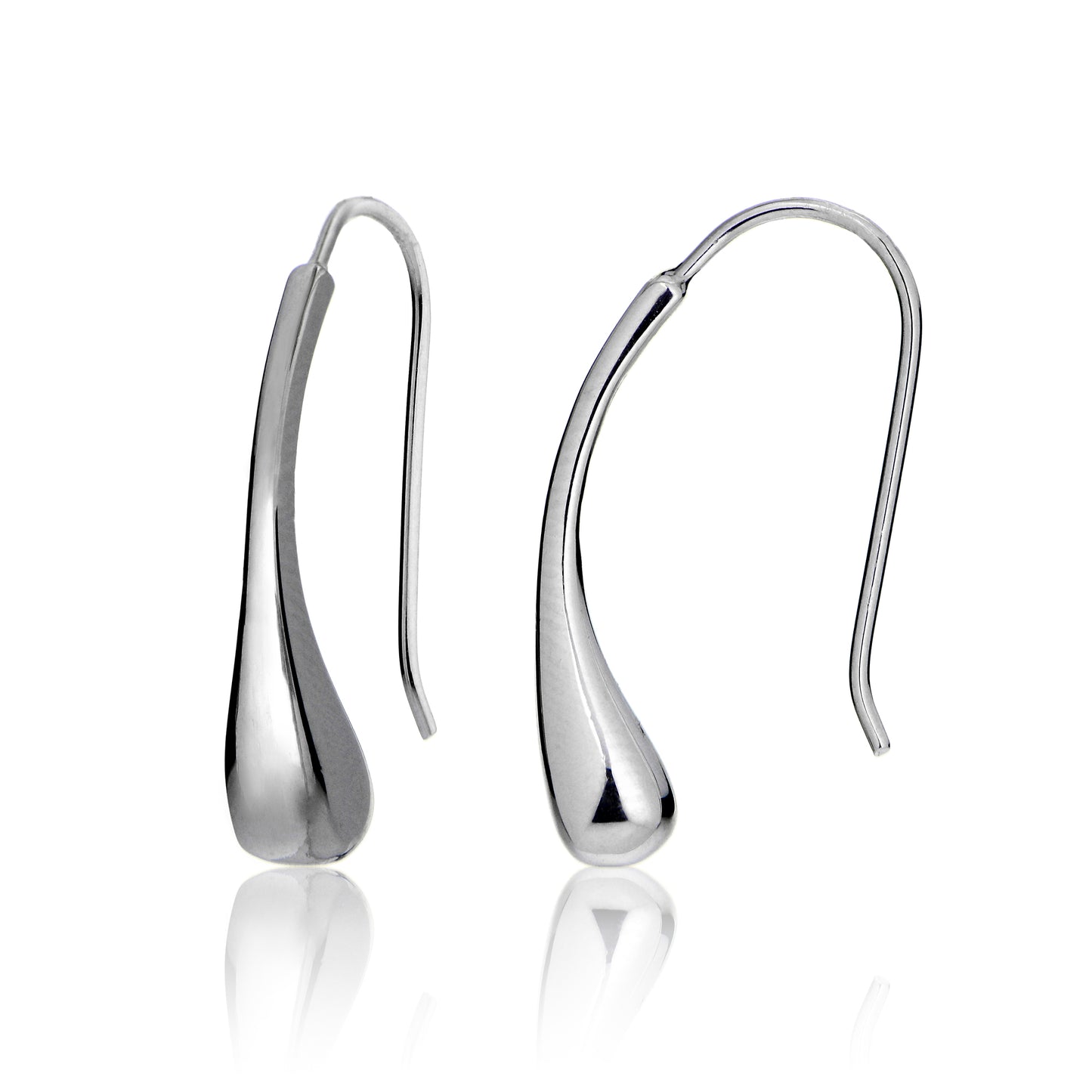Gold Plated Sterling Silver Pear Shape Polished Teardrop Hook Drop Earrings