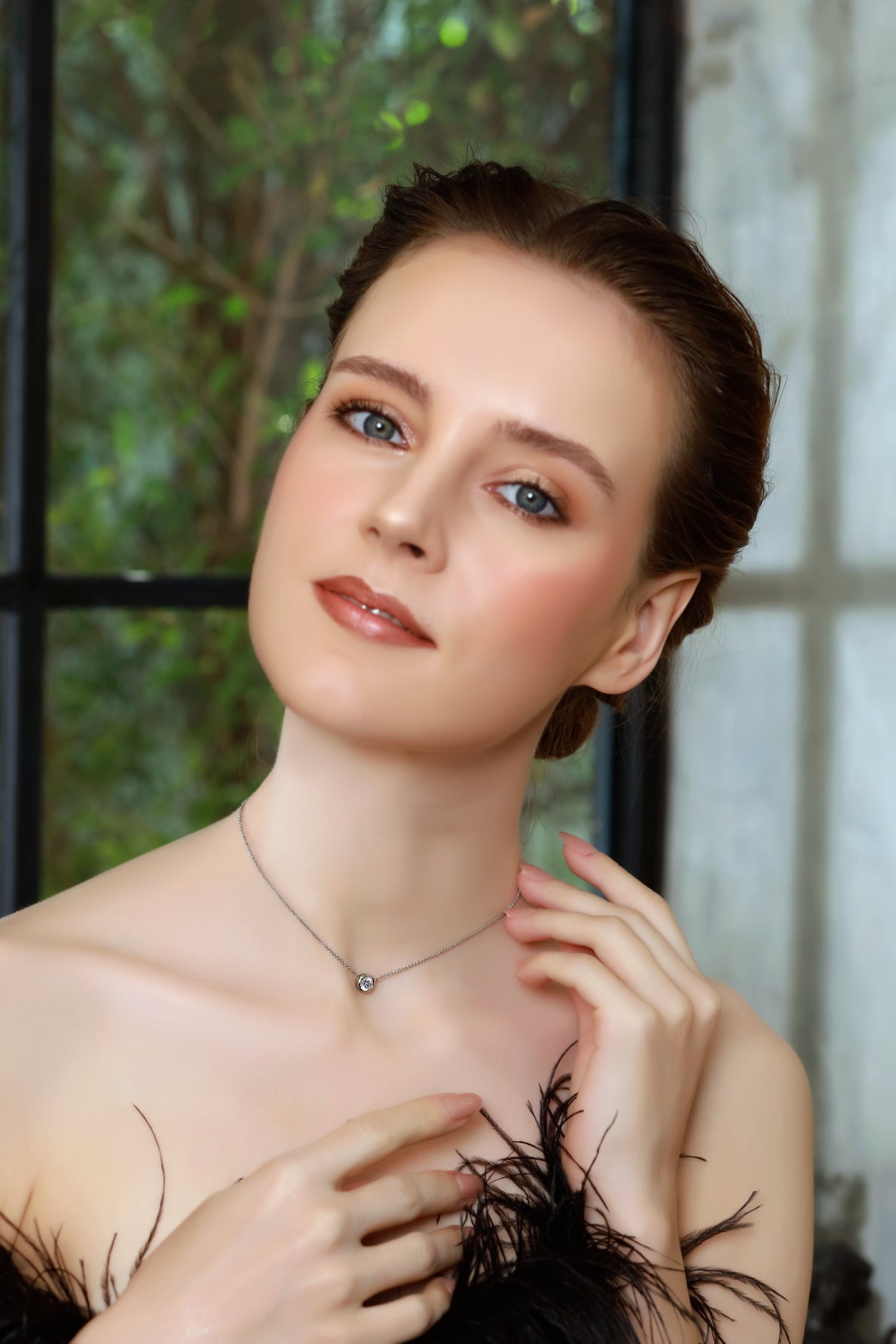 Sterling Silver AAA Cubic Zirconia Round Dainty Choker Short Necklace