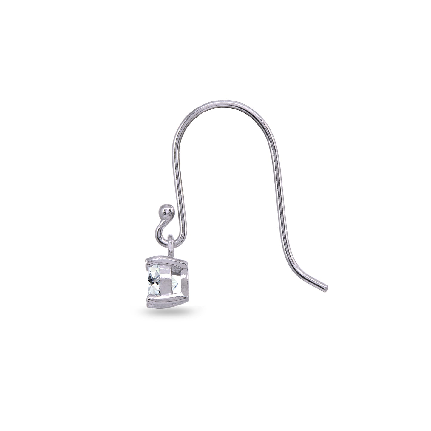 Sterling Silver Cubic Zirconia 5mm Round Solitaire Small Dainty Dangle Earrings