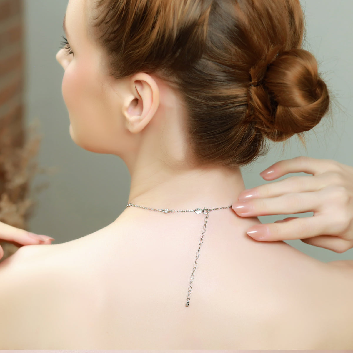 Sterling Silver Cubic Zirconia Station Layered Dainty Chain Choker Necklace