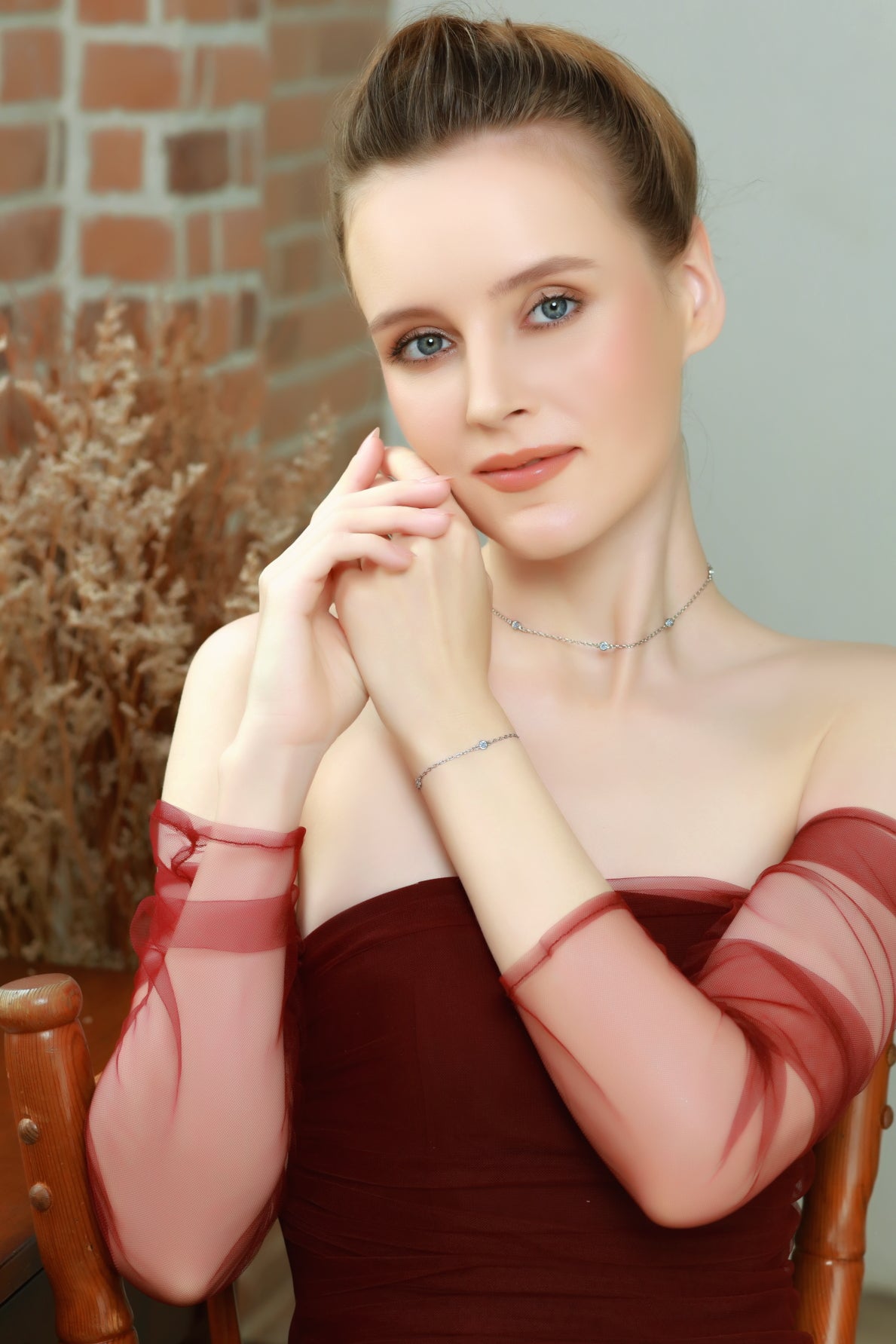 Sterling Silver Cubic Zirconia Station Layered Dainty Chain Choker Necklace