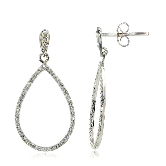 Sterling Silver Pear-Shape Teardrop Cubic Zirconia Dangle Earrings
