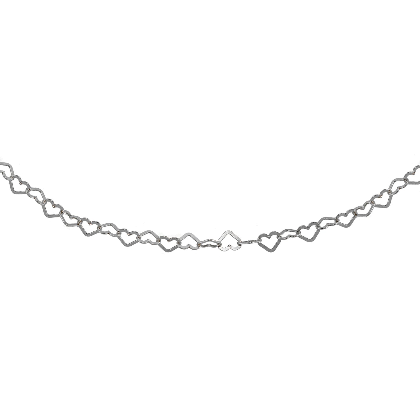 Sterling Silver Open Heart Italian Chain Dainty Layered Choker Necklace