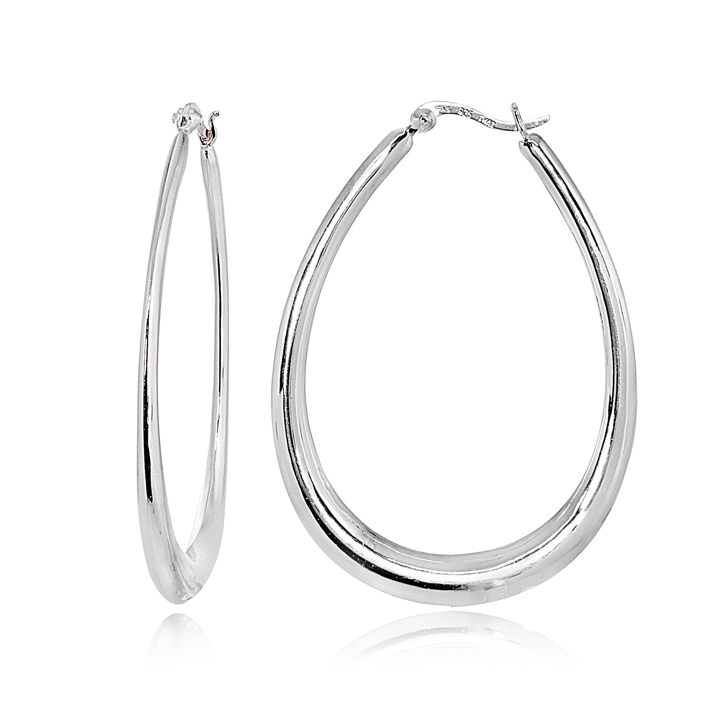 Gold Plated Sterling Silver 50mm Large Oval Hoop Earrings