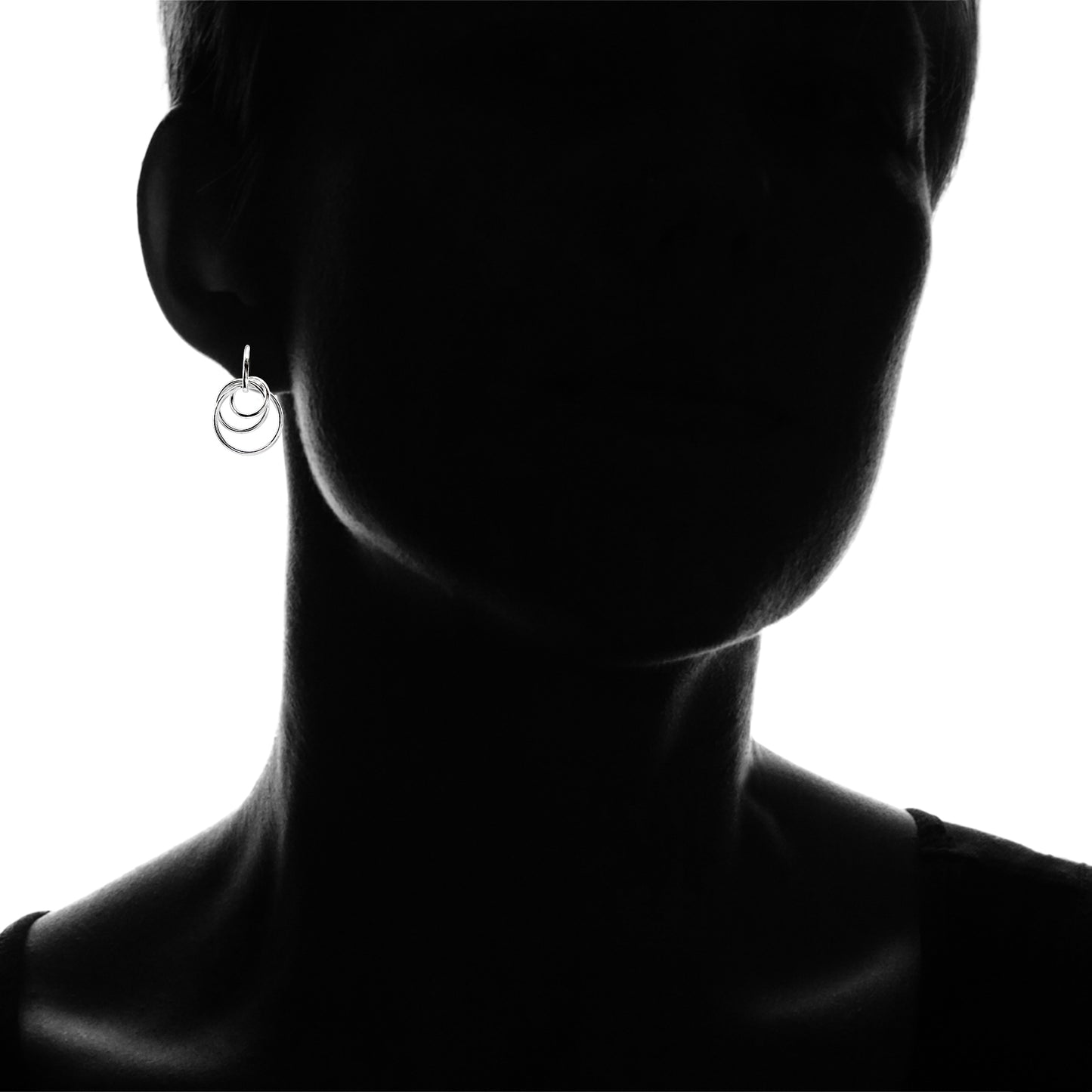 Sterling Silver Intertwined Triple Hoop Dangle Earrings