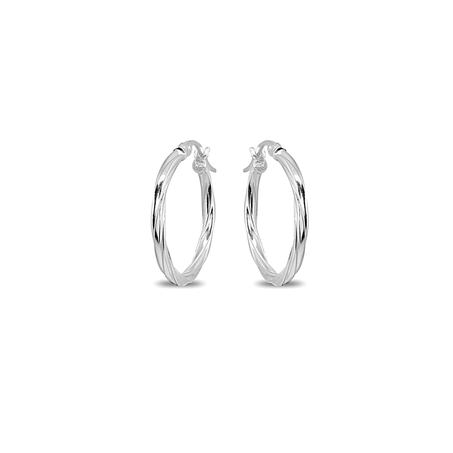 Sterling Silver 2x20mm Twist Round Small 3/4" Hoop Earrings for Women Girls