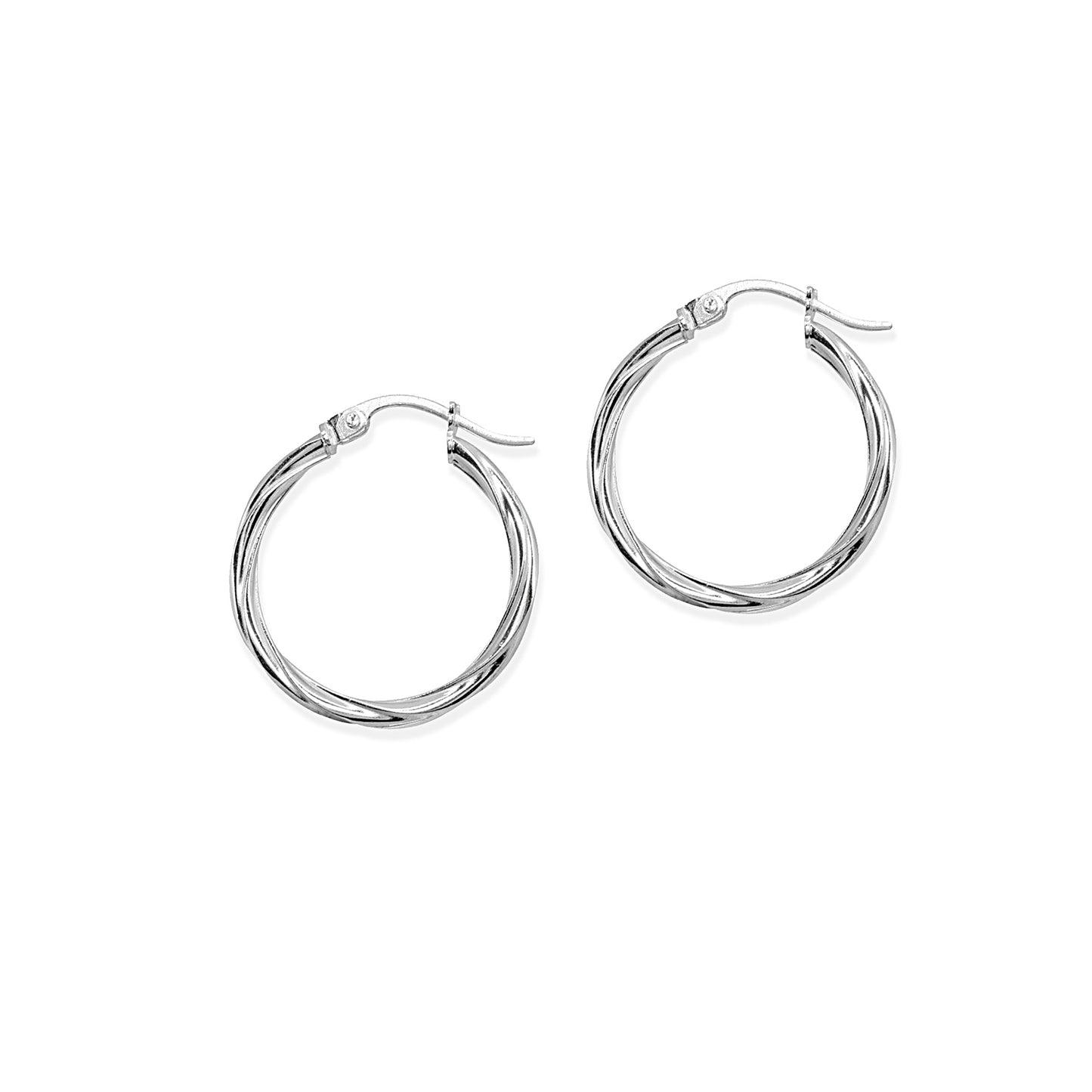 Sterling Silver 2x20mm Twist Round Small 3/4" Hoop Earrings for Women Girls