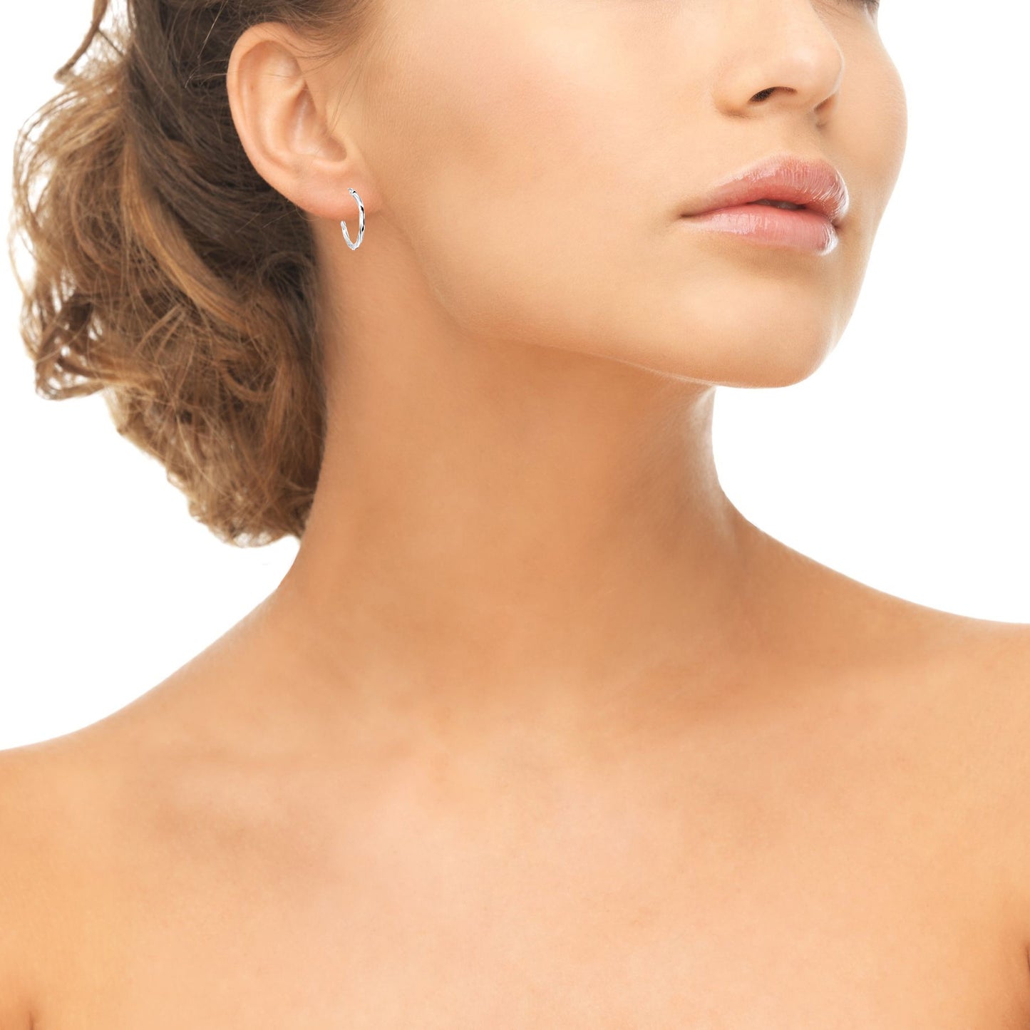 Sterling Silver 2x20mm Twist Round Small 3/4" Hoop Earrings for Women Girls