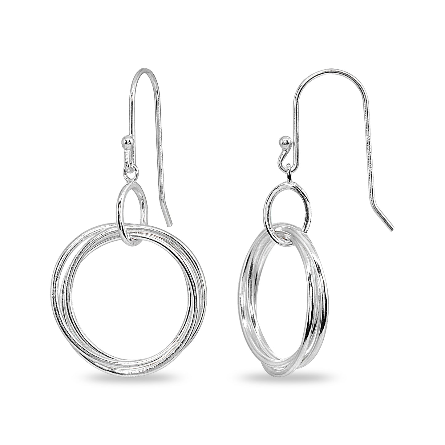 Sterling Silver Dangle Open Circle Polished Drop Earrings