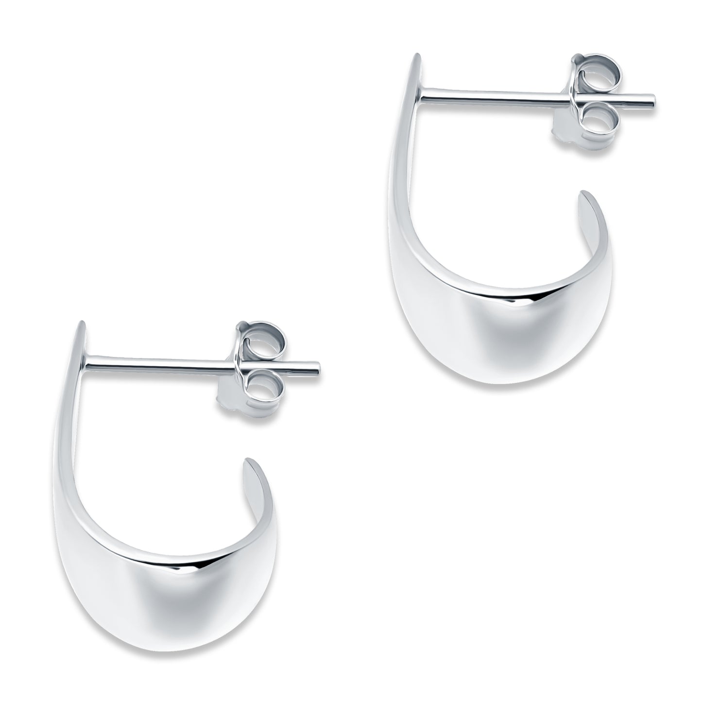 Sterling Silver Trendy Thin Flat Dome Chunky Oval Fashion Huggie Earrings