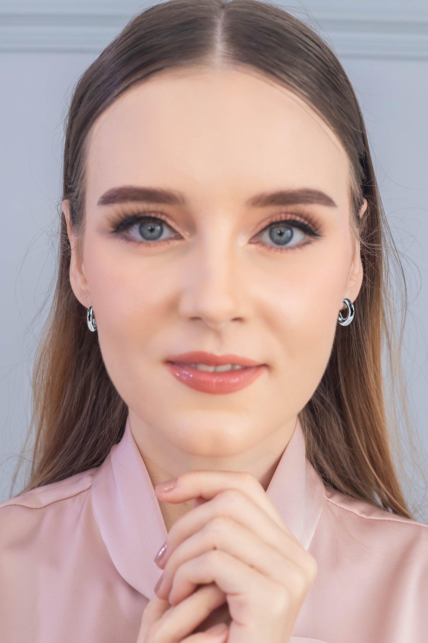 Sterling Silver Puffed Polished Chunky Open Hoops Huggie Earrings