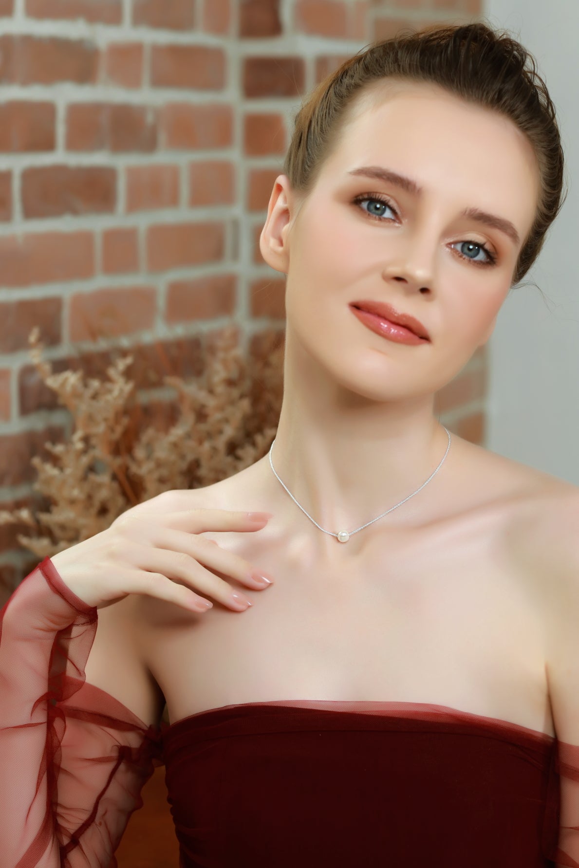 Sterling Silver White Freshwater Cultured Pearl Semi-round Ball Dainty Layered Choker Necklace