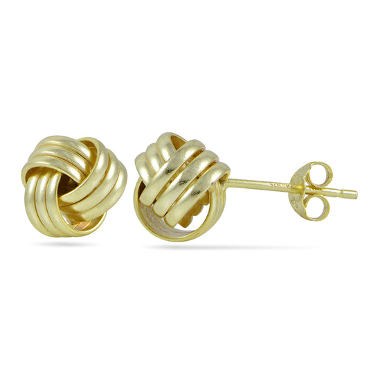 Gold Plated Sterling Silver Love Knot Polished Stud Earrings