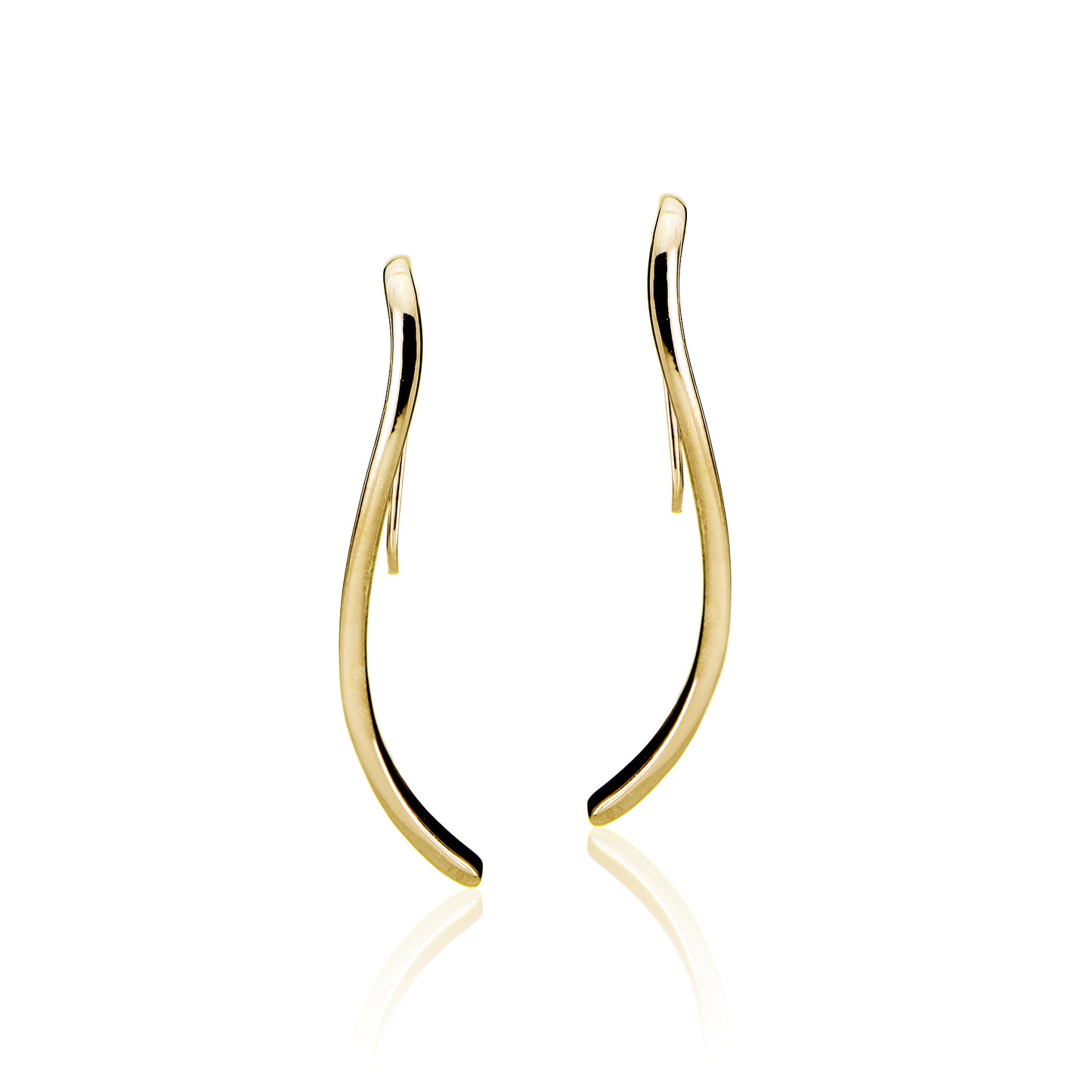 Sterling Silver Polished Wave Hook Drop Earrings
