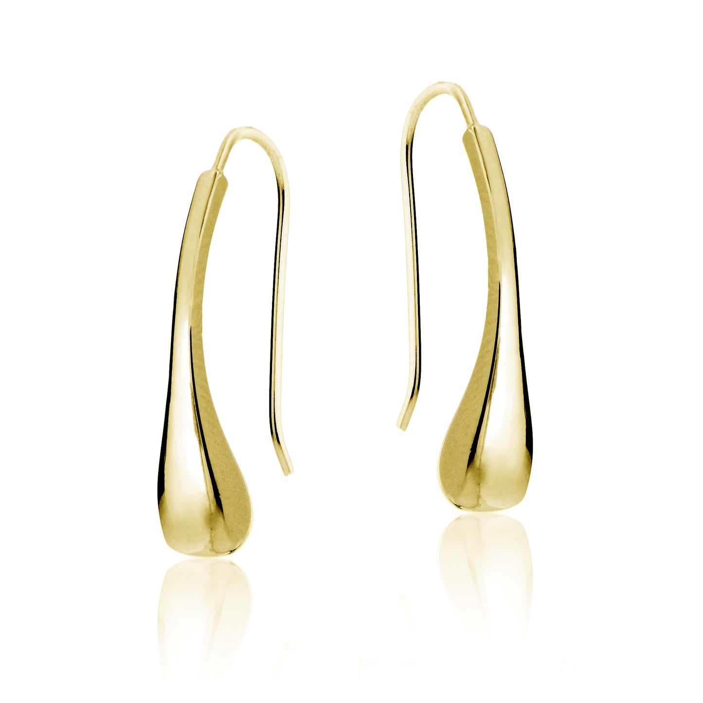 Gold Plated Sterling Silver Pear Shape Polished Teardrop Hook Drop Earrings