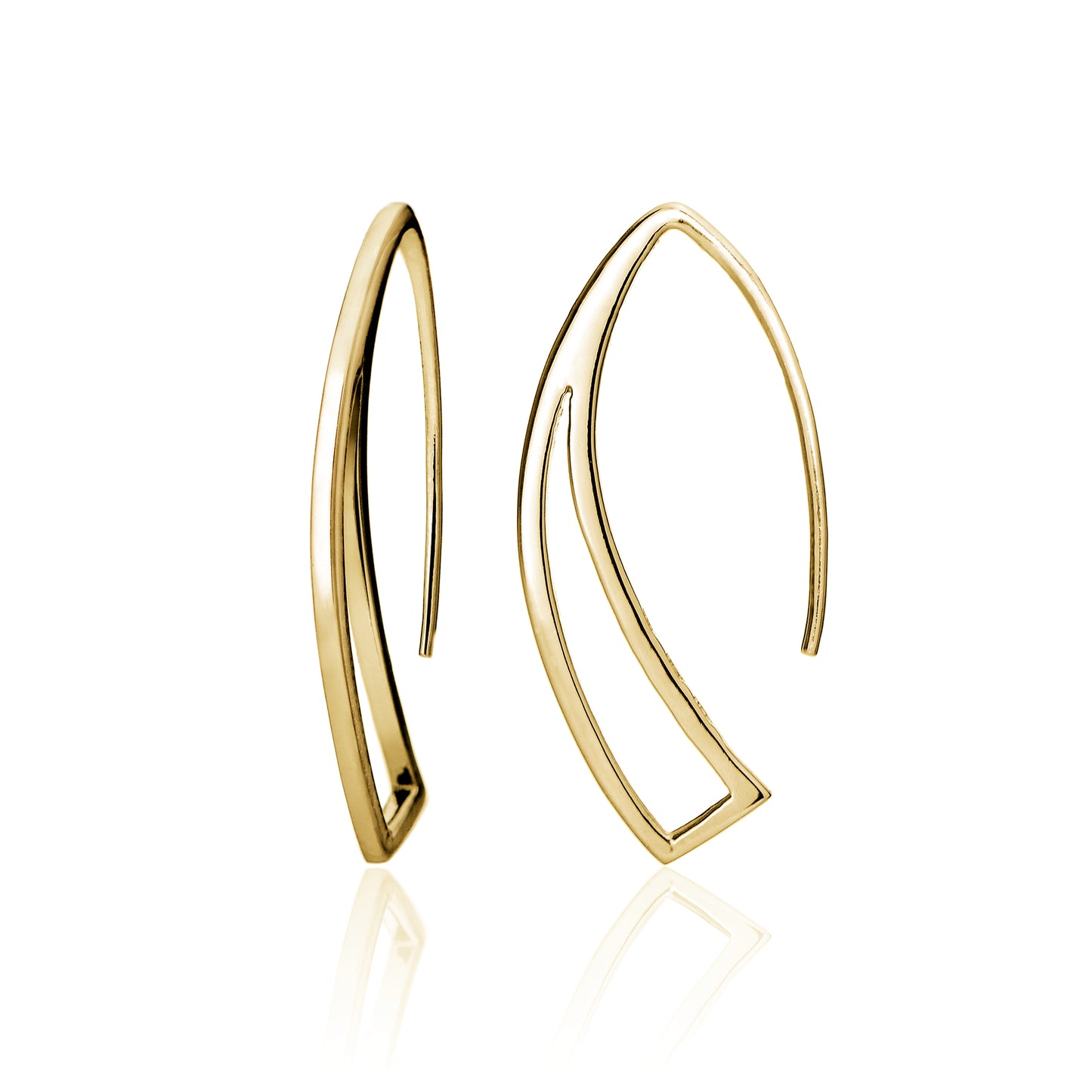 Sterling Silver Polished Geometric Drop Hook Earrings