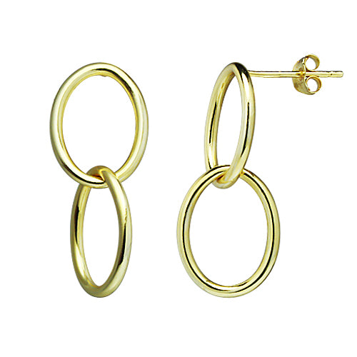 Sterling Silver Intertwined Double Ovals Drop Earrings