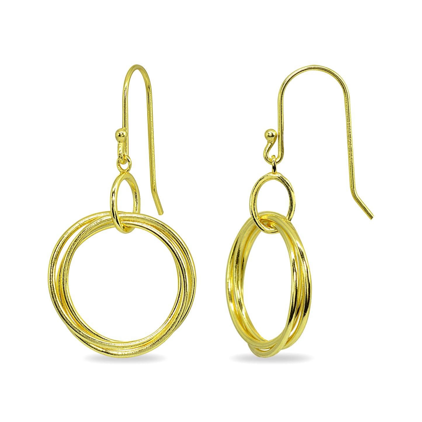 Sterling Silver Dangle Open Circle Polished Drop Earrings