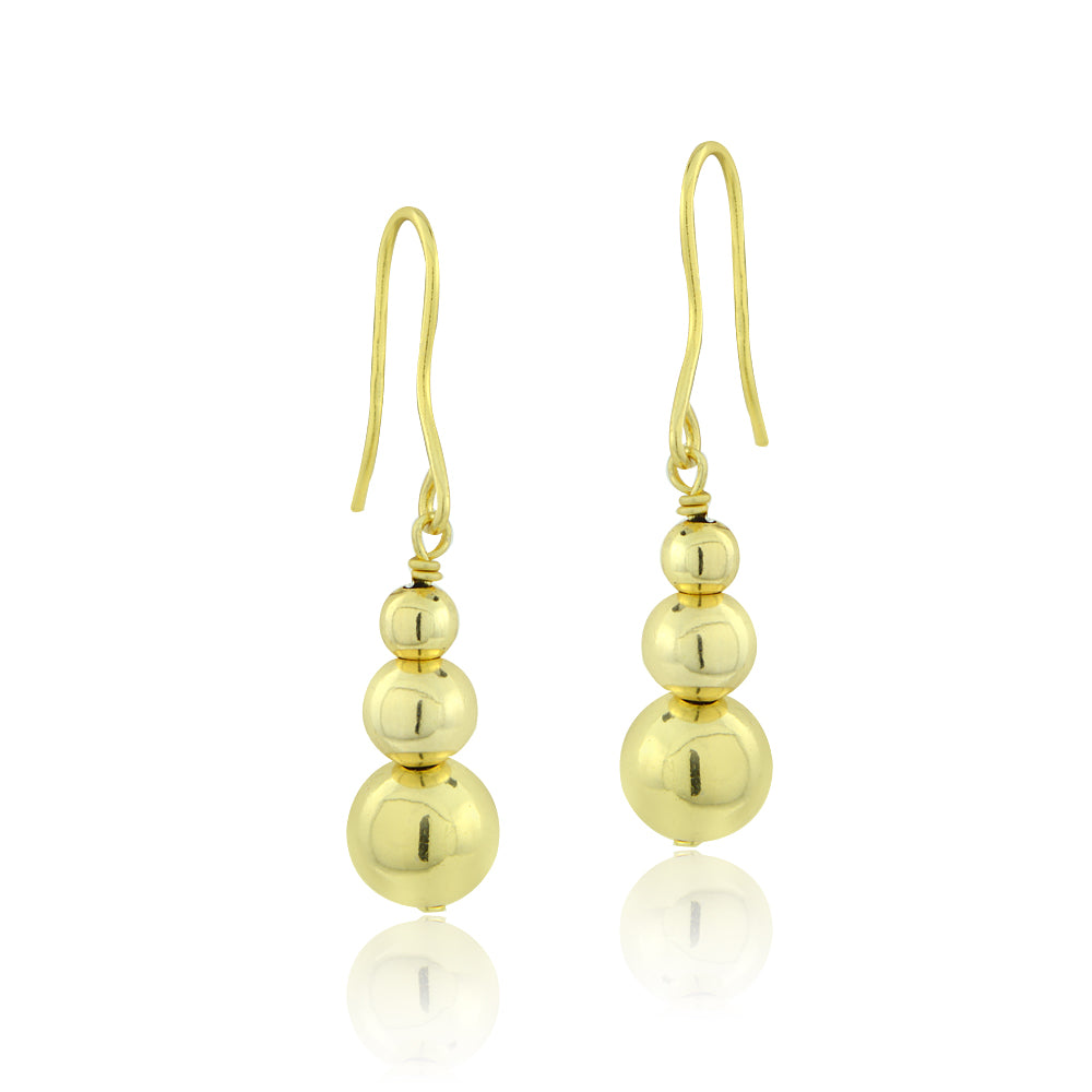 Sterling Silver Graduating Beads Polished Dangle Drop Earrings