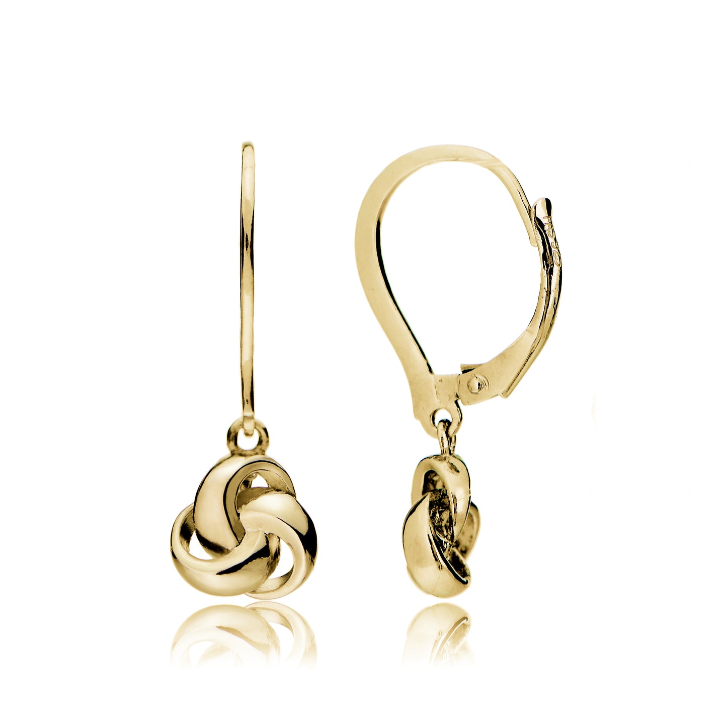 Gold Plated Sterling Silver Love Knot Dangle Earrings