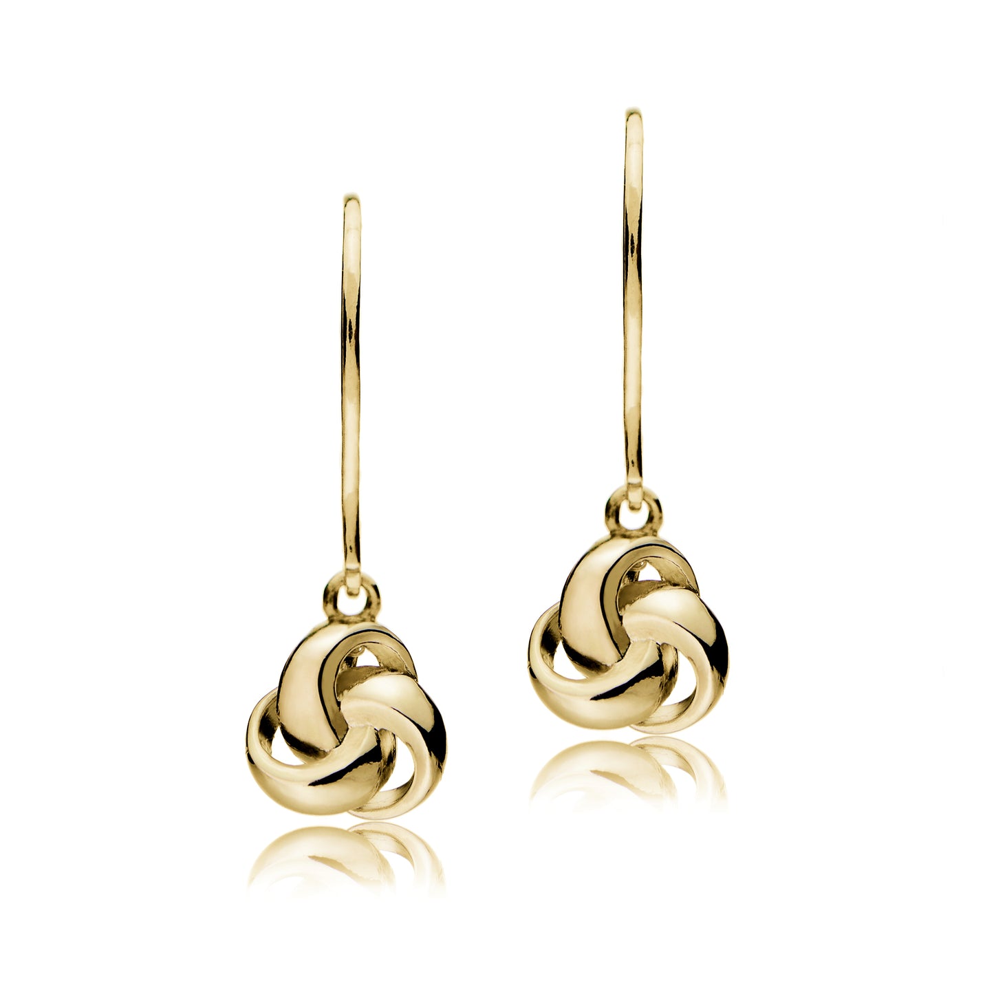 Gold Plated Sterling Silver Love Knot Dangle Earrings