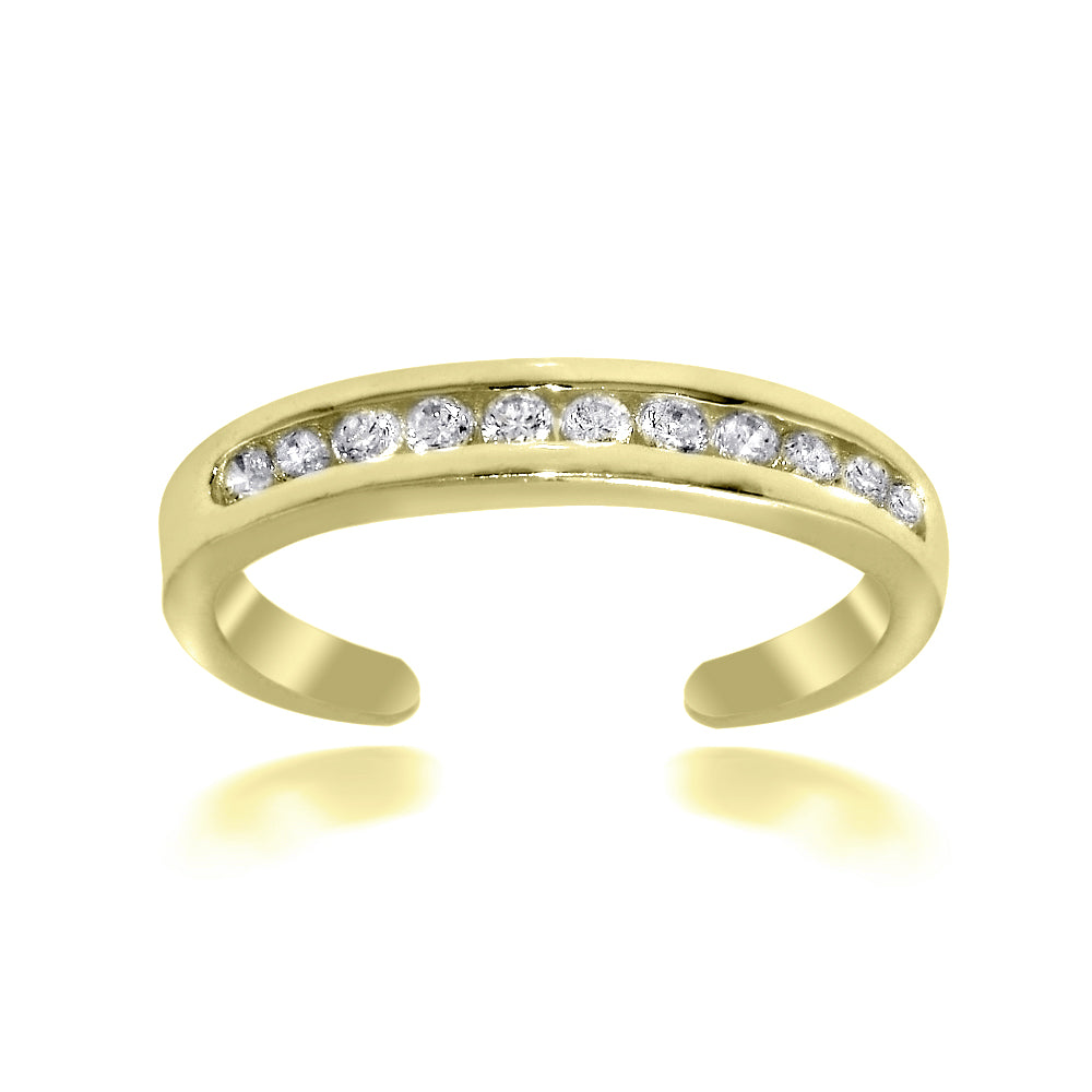 Sterling Silver Cubic Zirconia CZ Channel-Set Polished Toe Ring