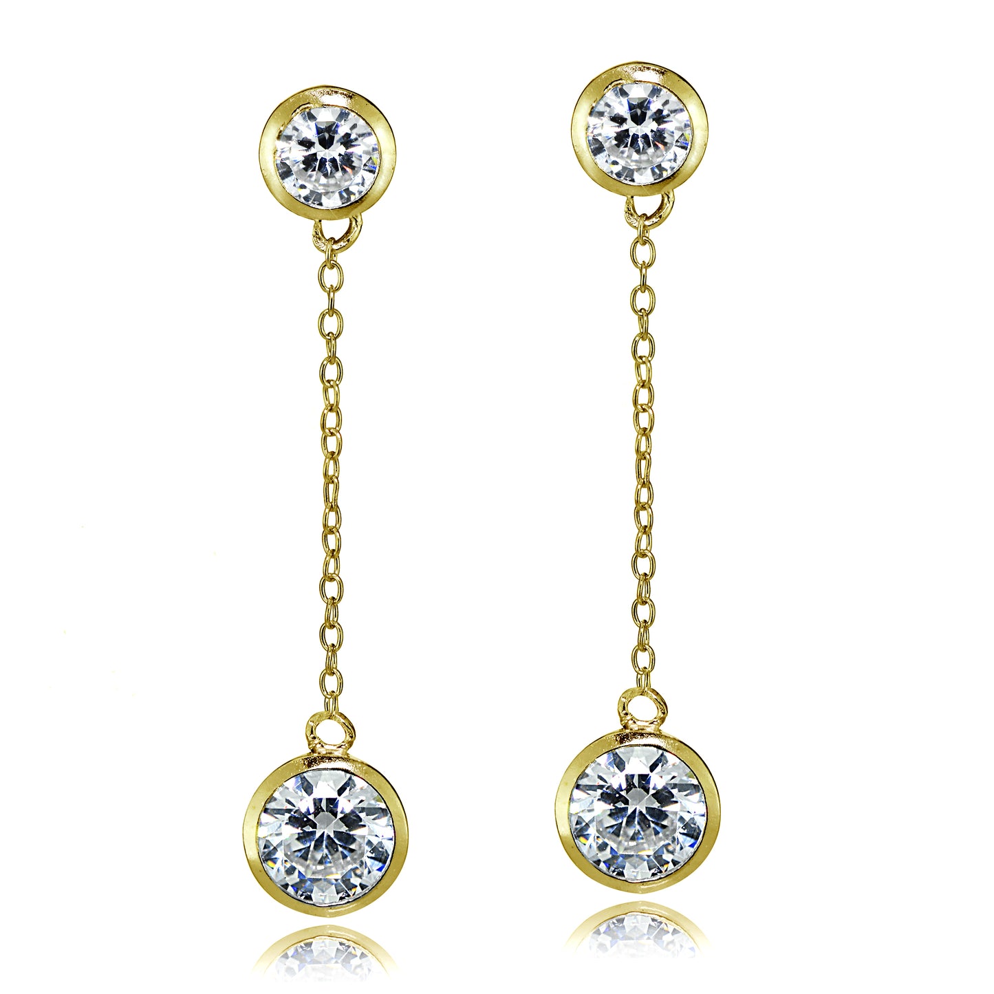 Sterling Silver Bezel-Set Cubic Zirconia Dangle Drop Earrings