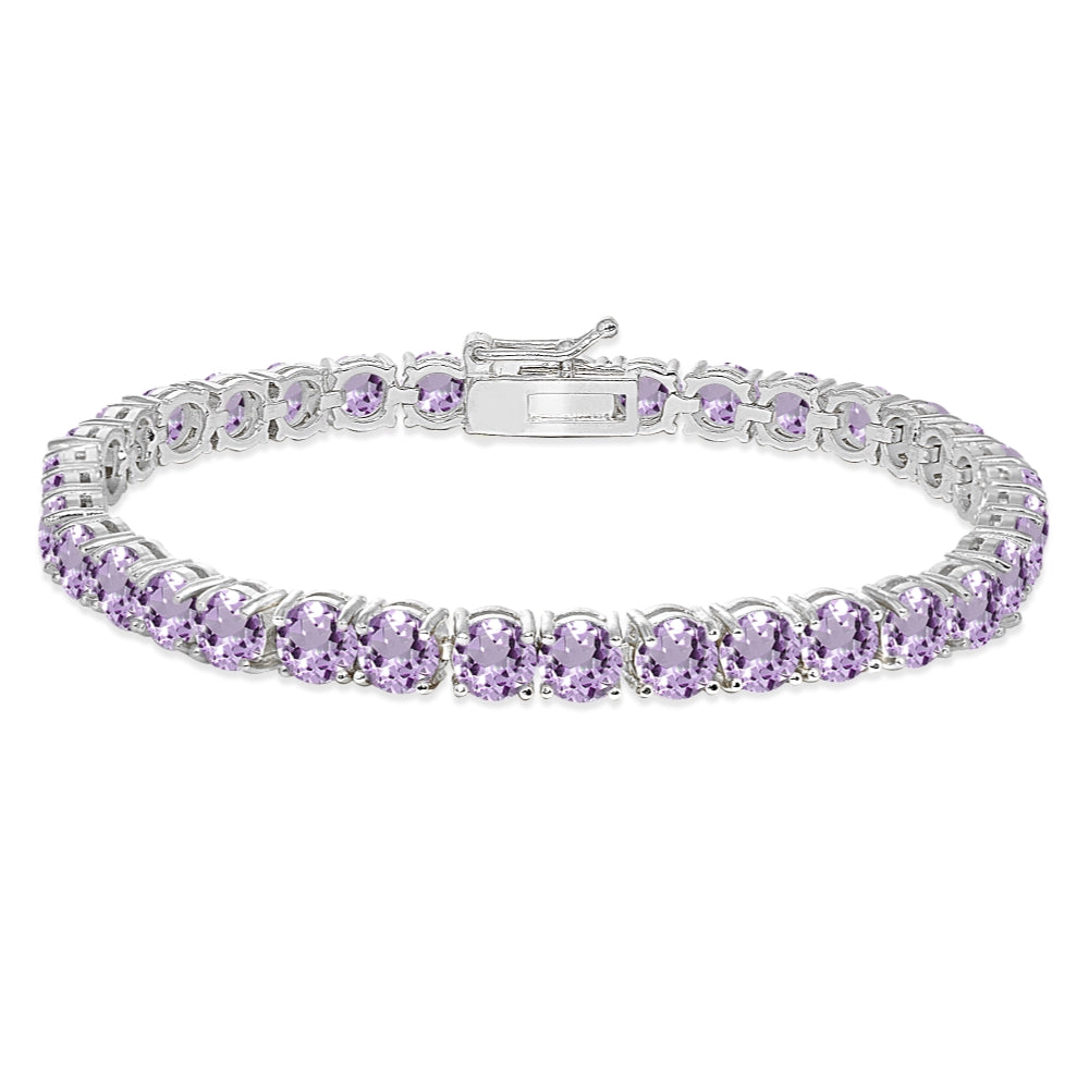 Sterling Silver 5mm Round-cut Amethyst Tennis Bracelet for Women