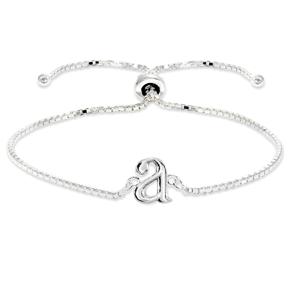 Sterling Silver Letter Alphabet Name Personalized 925 Silver Adjustable A Initial Bracelet