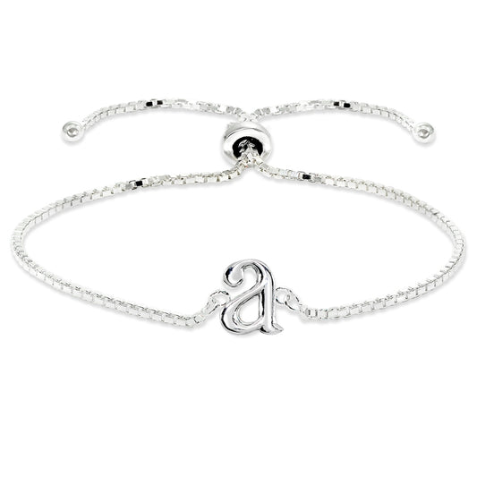 Sterling Silver Letter Alphabet Name Personalized 925 Silver Adjustable A Initial Bracelet