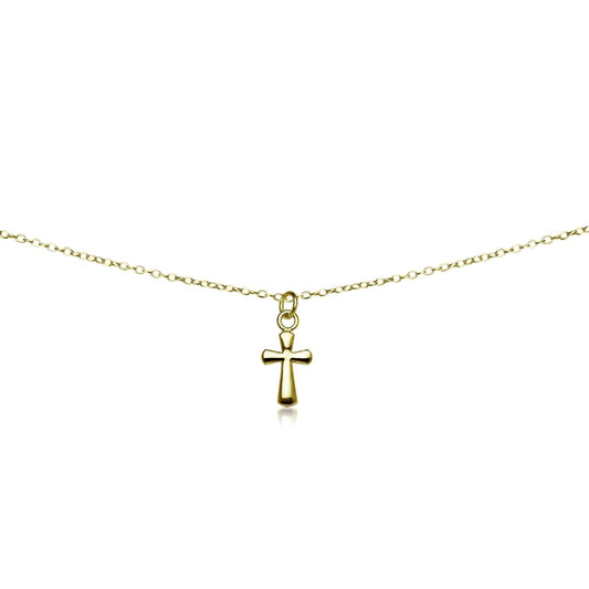 Gold Necklace for Women Men Girls Boys, Layered Necklace, Short Minimalist Dainty Choker Charm Chain Cross Necklace