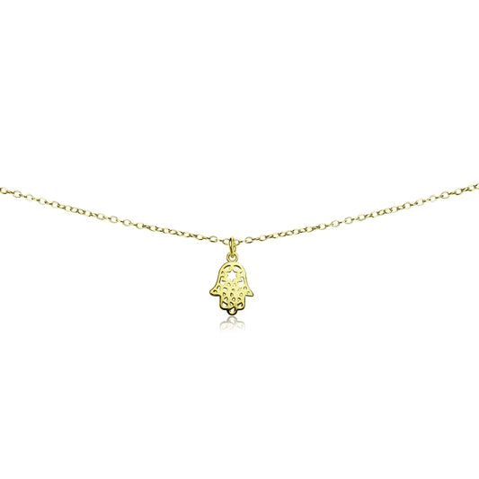Hamsa Necklace for Women Men Girls Boys, Layered Necklace, Short Minimalist Dainty Choker Charm Chain Gold Necklace