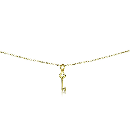 Key Necklace for Women Men Girls Boys, Layered Necklace, Short Minimalist Dainty Choker Charm Chain Gold Necklace
