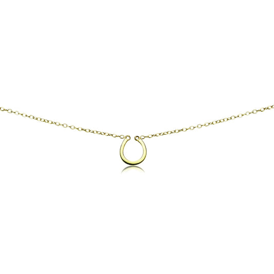 Horseshoe Necklace for Women Men Girls Boys, Layered Necklace, Short Minimalist Dainty Choker Charm Chain Gold Necklace