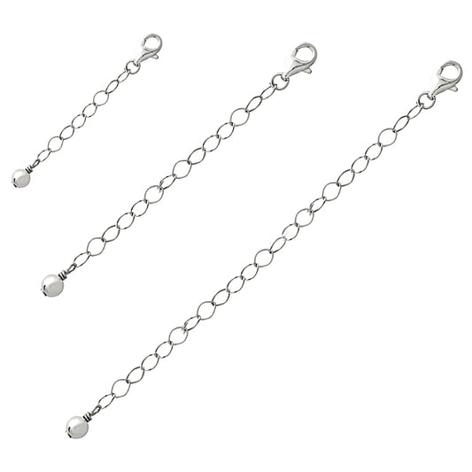 Necklace Extenders Sterling Silver for Jewelry Pendant Bracelet Anklet Chain Women Men Girls, 1" 2" and 4" Inches, 3pc Set