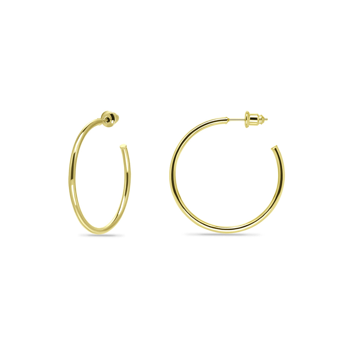 14K Gold Plated Lightweight Open Hoop Earrings with Sterling Silver Posts