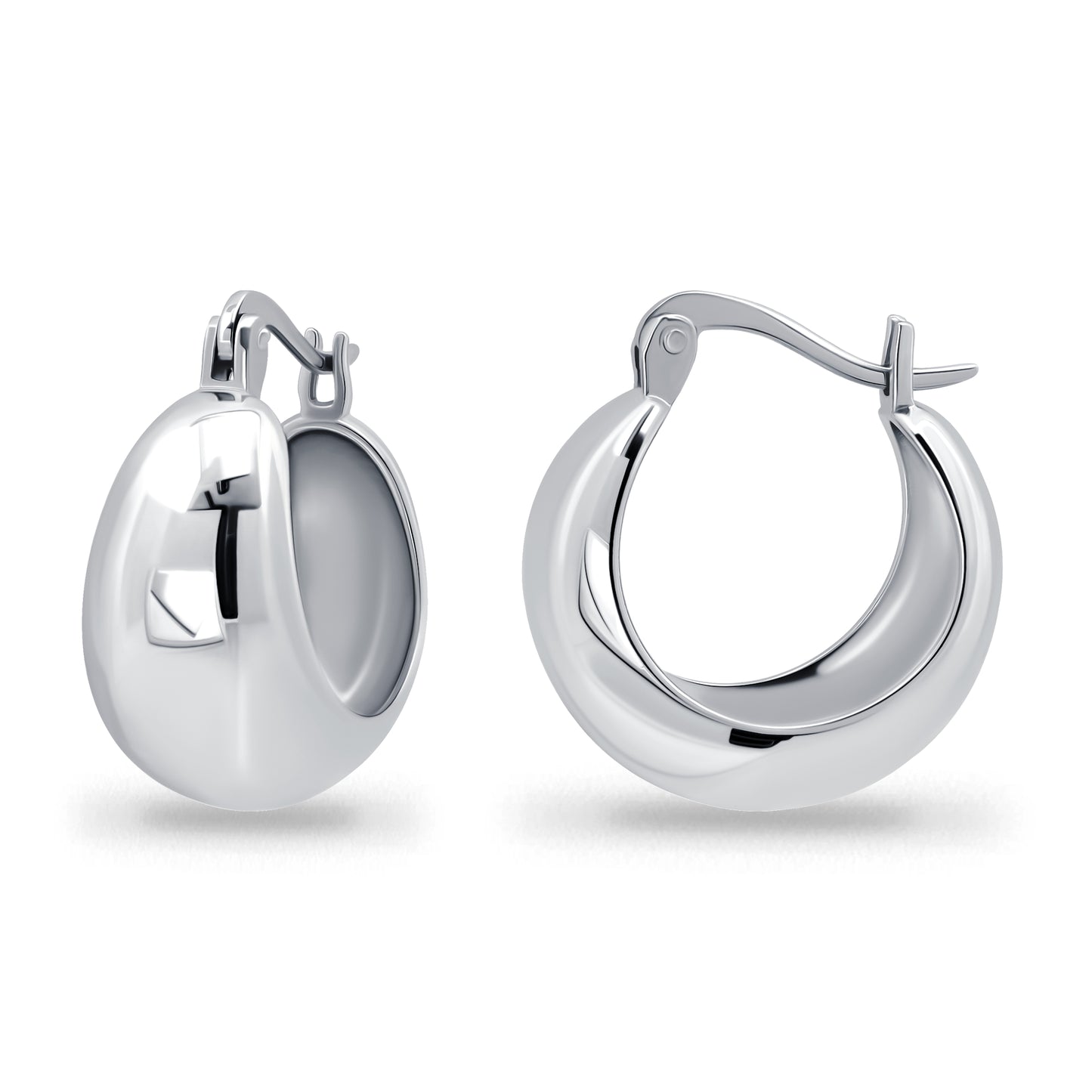 Sterling Silver 16mm Polished Fashion Round Chunky Hoop Earrings