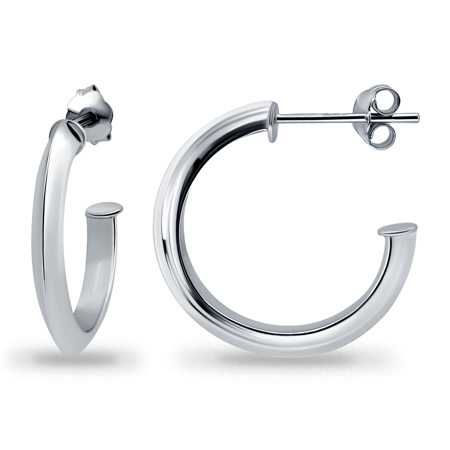 Sterling Silver 15-35mm Knife Edge Open Hoop Earrings