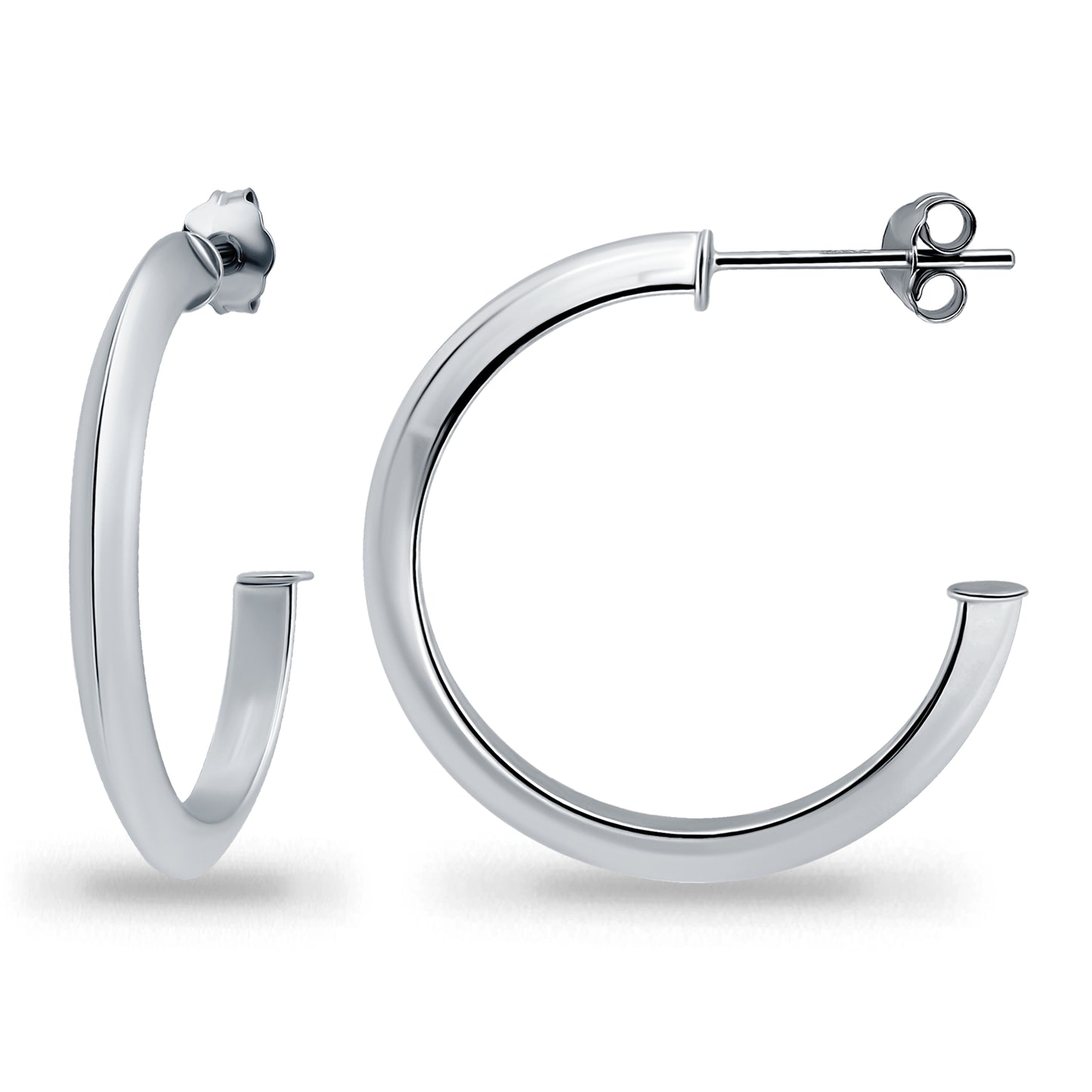 Sterling Silver 15-35mm Knife Edge Open Hoop Earrings