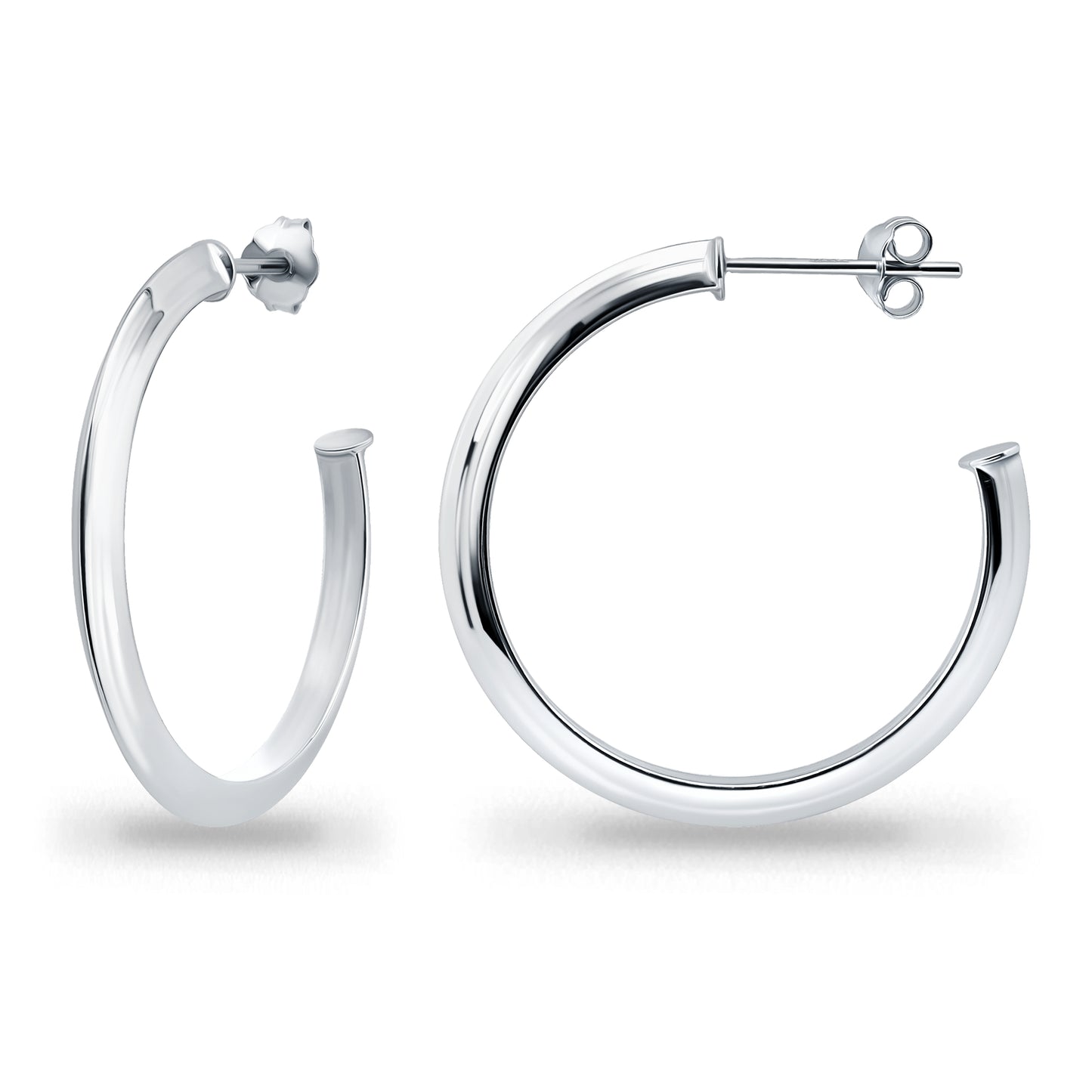 Sterling Silver 15-35mm Knife Edge Open Hoop Earrings