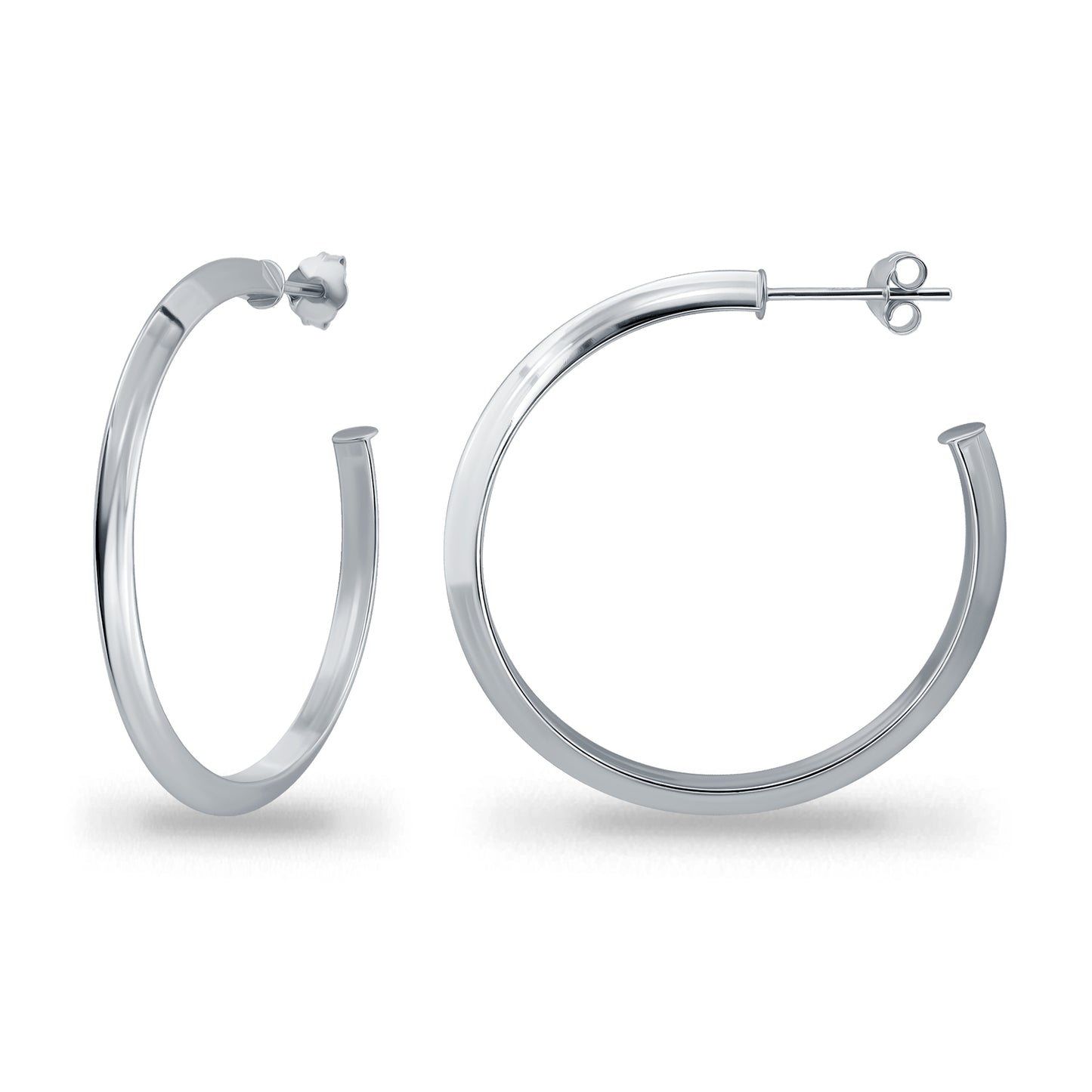 Sterling Silver 15-35mm Knife Edge Open Hoop Earrings