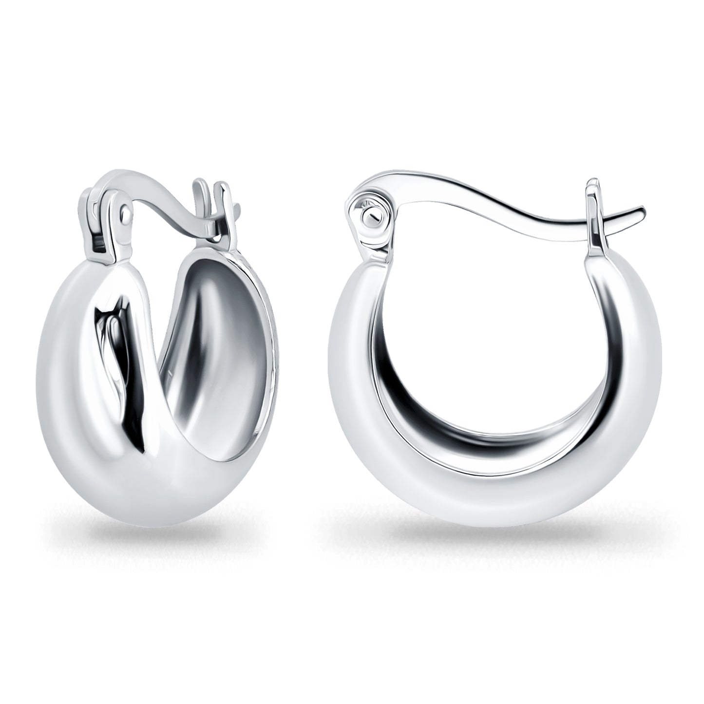 Sterling Silver 12mm Polished Fashion Round Chunky Hoop Earrings