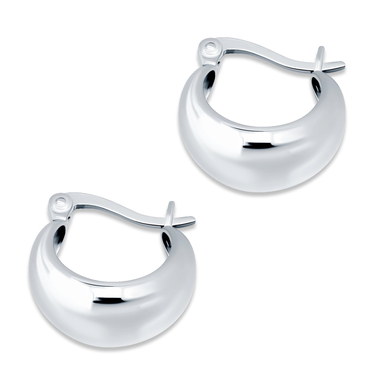 Sterling Silver 12mm Polished Fashion Round Chunky Hoop Earrings